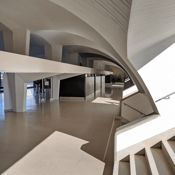 Interior of Eduardo Torroja's Hipodromo de Zarzuela, Madrid.